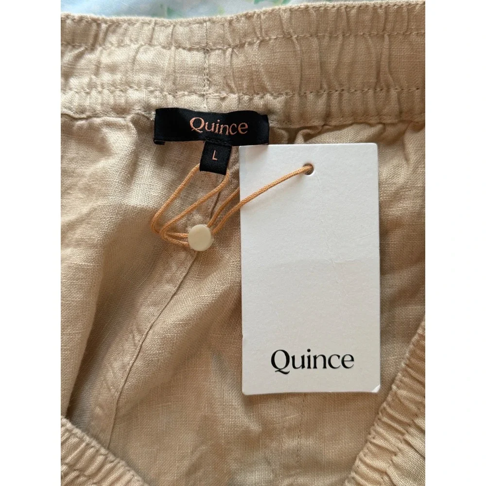 NWT Quince | Linen Drawstring Beach Pants Large Sand European Linen CMA01